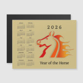 Year of the Horse 2026 Calendar Magnetic Card (正面/裏面)