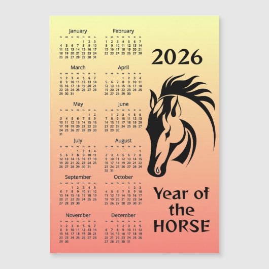 Year of the Horse 2026 Calendar Magnetic Card (正面)