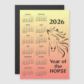 Year of the Horse 2026 Calendar Magnetic Card (正面/裏面)