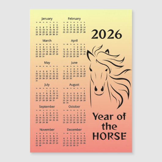 Year of the Horse 2026 Calendar Magnetic Card (正面)