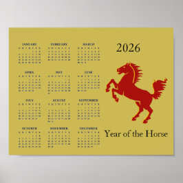 Year of the Horse 2026 Calendar Poster ポスター