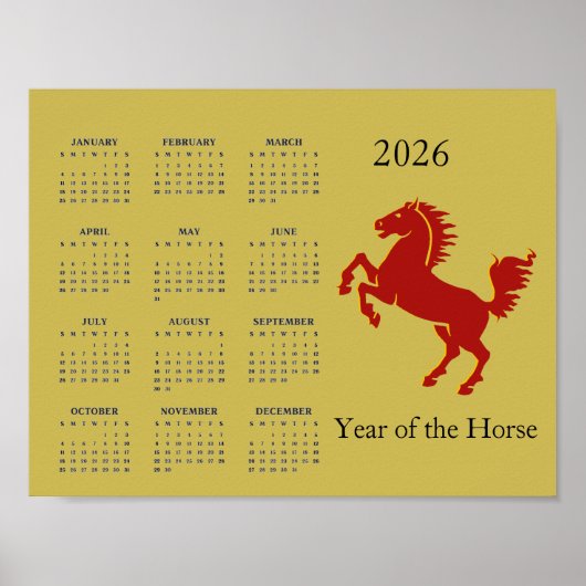 Year of the Horse 2026 Calendar Poster ポスター (正面)