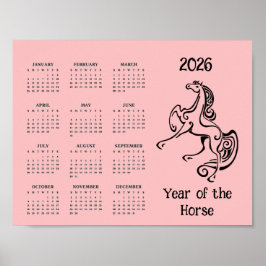 Year of the Horse 2026 Calendar Poster ポスター