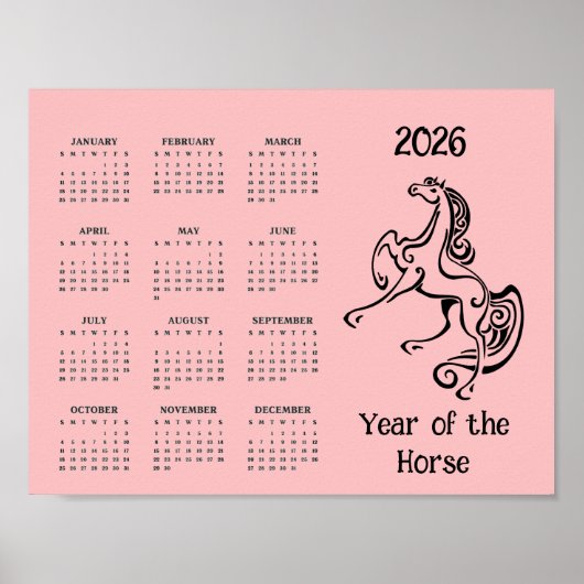 Year of the Horse 2026 Calendar Poster ポスター (正面)