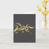 Year Of The Horse 2026 Calligraphy Chinese New Yea カード (黄色い花)