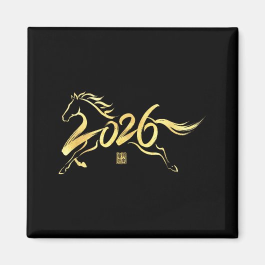 Year Of The Horse 2026 Calligraphy Chinese New Yea マグネット (正面)
