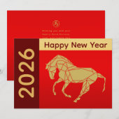 Year of the Horse 2026 - Chinese lunar New Year シーズンカード (正面/裏面)