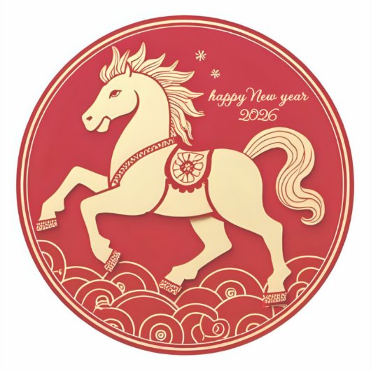 Year of the Horse 2026 Chinese New Year  シール (正面)