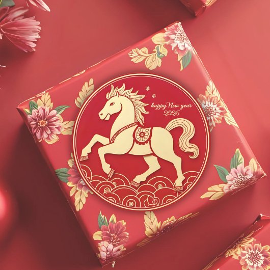Year of the Horse 2026 Chinese New Year  ラウンドシール
