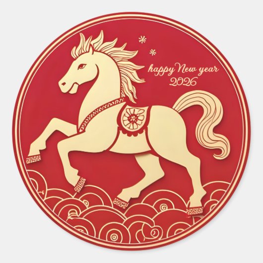 Year of the Horse 2026 Chinese New Year  ラウンドシール (正面)