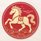 Year of the Horse 2026 Chinese New Year  ラウンドペーパーコースター (正面)