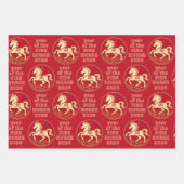 Year of the Horse 2026 Chinese New Year ラッピングペーパーシート (正面3)