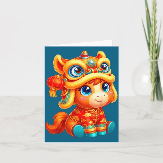 Year Of The Horse 2026 Chinese New Year Lion Dance カード (正面)