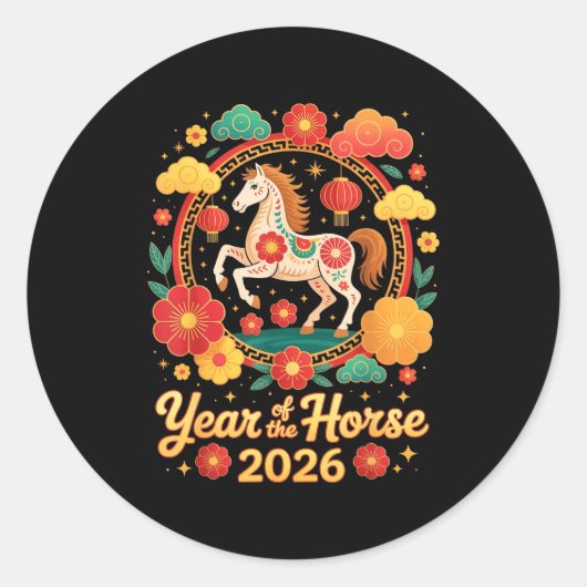 Year Of The Horse 2026 Chinese New Year Men Women  ラウンドシール (正面)
