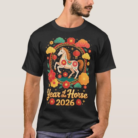 Year Of The Horse 2026 Chinese New Year Men Women  Tシャツ (正面)