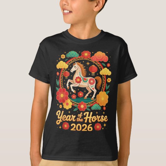 Year Of The Horse 2026 Chinese New Year Men Women  Tシャツ (正面)