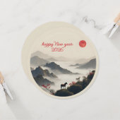 Year of the Horse 2026 Chinese New Year Mountain カード (正面/裏面インサイチュ)