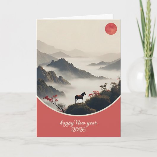Year of the Horse 2026 Chinese New Year Mountain シーズンカード (正面)
