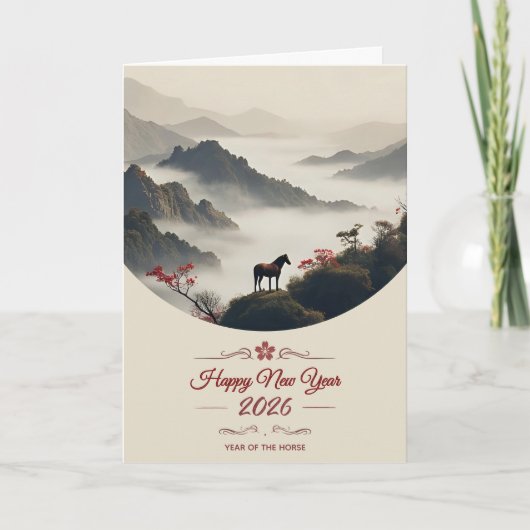 Year of the Horse 2026 Chinese New Year Mountain  シーズンカード (正面)
