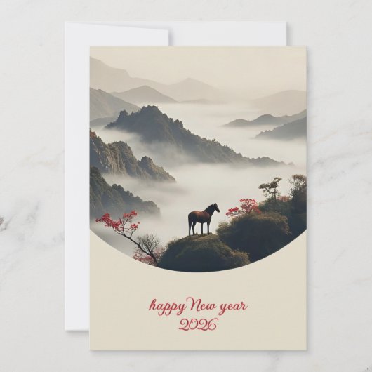 Year of the Horse 2026 Chinese New Year Mountain シーズンカード (正面)