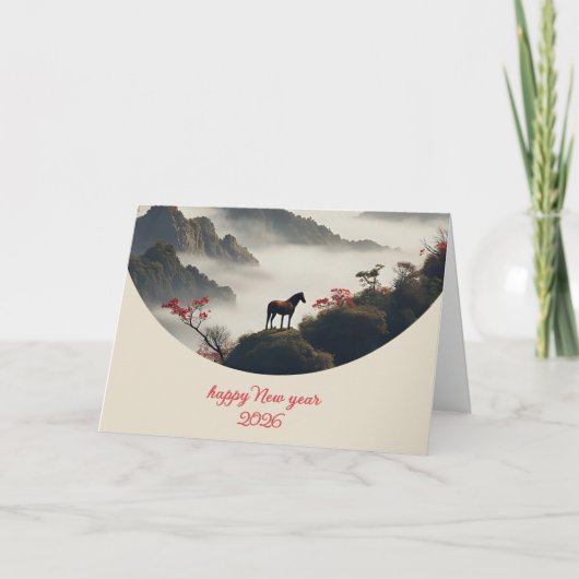 Year of the Horse 2026 Chinese New Year Mountain  シーズンカード (正面)