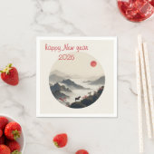 Year of the Horse 2026 Chinese New Year Mountain スタンダードカクテルナプキン (インサイチュ)