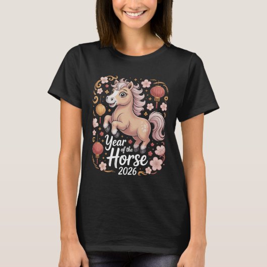 Year of the Horse 2026 Chinese New Year Shirt Cute Tシャツ (正面)