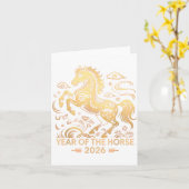 Year Of The Horse 2026 Chinese Zodiac Culture カード (黄色い花)