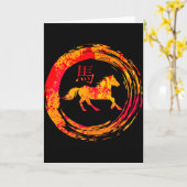 Year Of The Horse 2026 Happy Chinese Lunar New Yea カード (黄色い花)