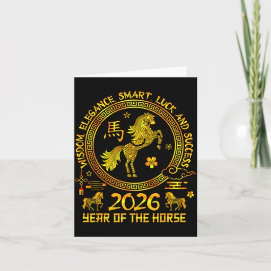 Year Of The Horse 2026 Lunar Happy New Year Chines カード (正面)