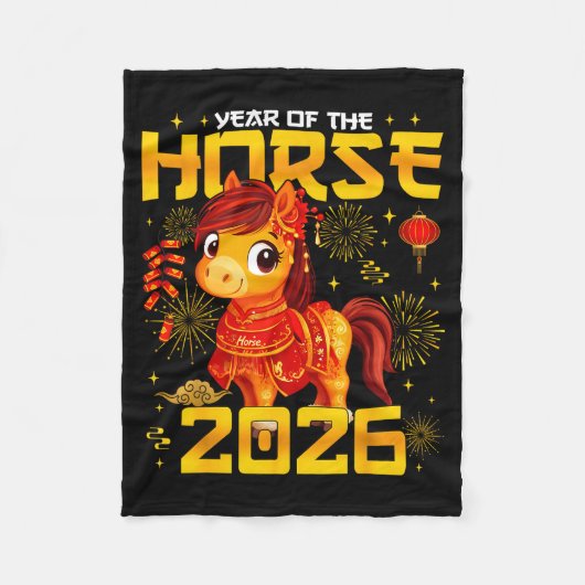 Year Of The Horse 2026 Lunar New Year Chinese New フリースブランケット (正面)