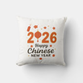 Year of the Horse 2026 - Red Lanterns and Blossoms クッション (正面)