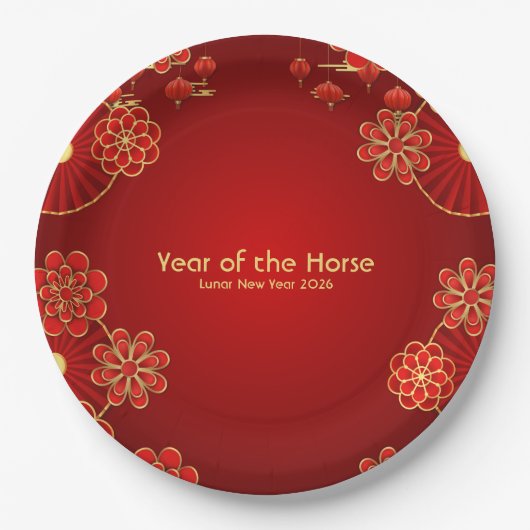 Year of the Horse Chinese New Year ペーパープレート (正面)