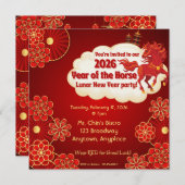 Year of the Horse Chinese New Year 招待状 (正面/裏面)