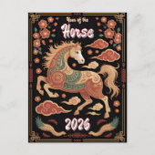 Year of the Horse Chinese Zodiac Lunar New Year 26 ポストカード (正面)