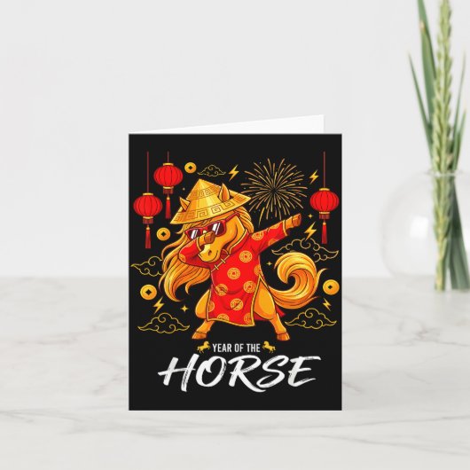 Year Of The Horse Dabbing Zodiac Horse Chinese New カード (正面)