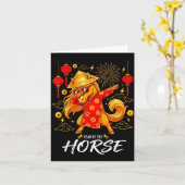 Year Of The Horse Dabbing Zodiac Horse Chinese New カード (黄色い花)