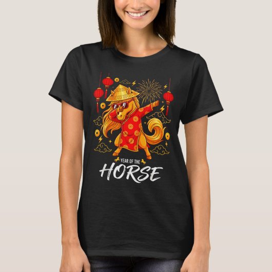 Year Of The Horse Dabbing Zodiac Horse Chinese New Tシャツ (正面)