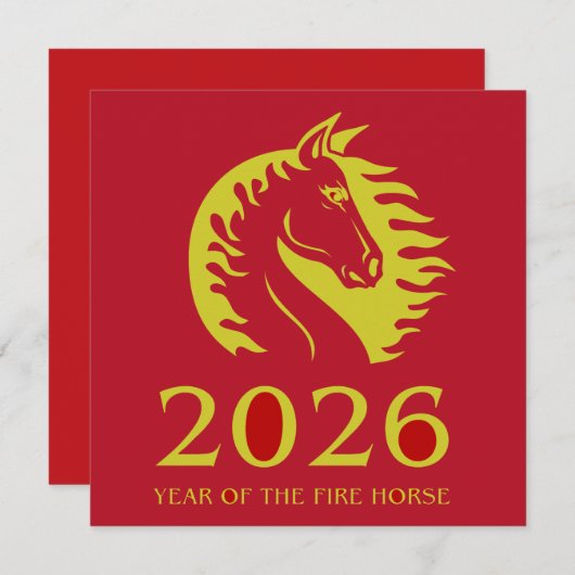 Year of the Horse Flat Greeting Card (正面/裏面)