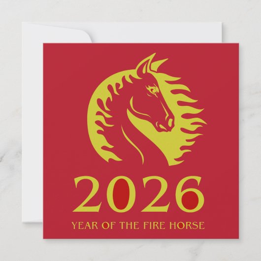 Year of the Horse Flat Greeting Card (正面)