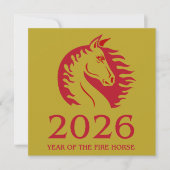 Year of the Horse Flat Greeting Card (正面)