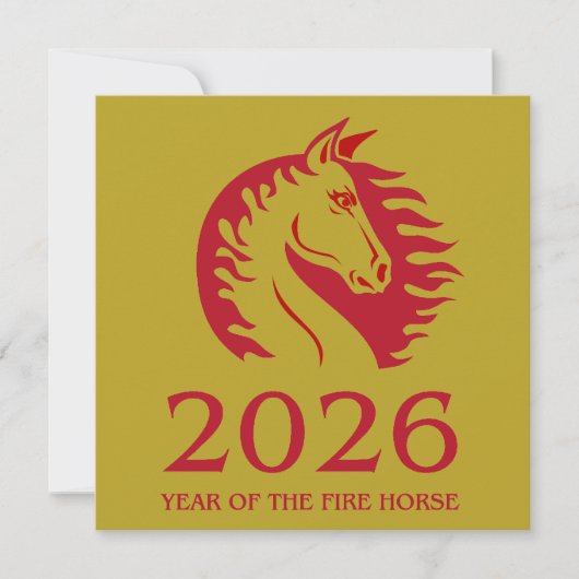 Year of the Horse Flat Greeting Card (正面)