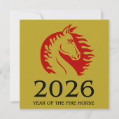 Year of the Horse Flat Greeting Card (正面)