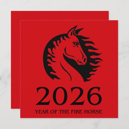Year of the Horse Flat Greeting Card (正面/裏面)