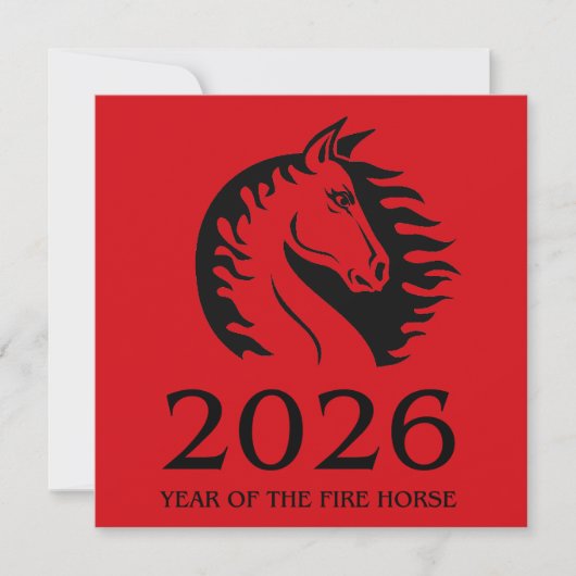 Year of the Horse Flat Greeting Card (正面)