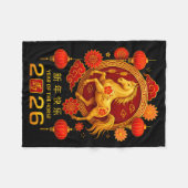 Year Of The Horse Happy Chinese Lunar New Year 202 フリースブランケット (正面(横))