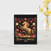 Year Of The Horse Happy New Year 2026 カード (黄色い花)