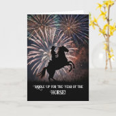 Year of the Horse Happy New Year Country Western  カード (黄色い花)