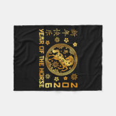 Year Of The Horse Lunar New Year Happy Chinese New フリースブランケット (正面(横))