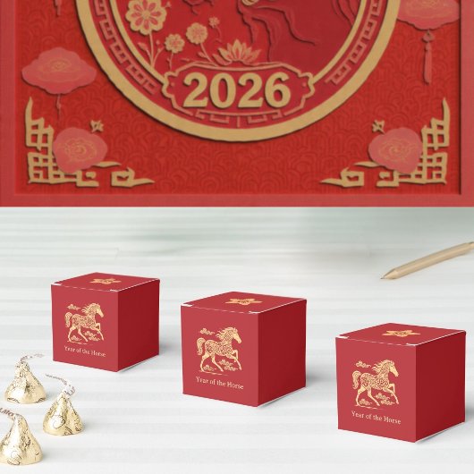 Year of the Horse Lunar New Year Red Gold Elegant フェイバーボックス